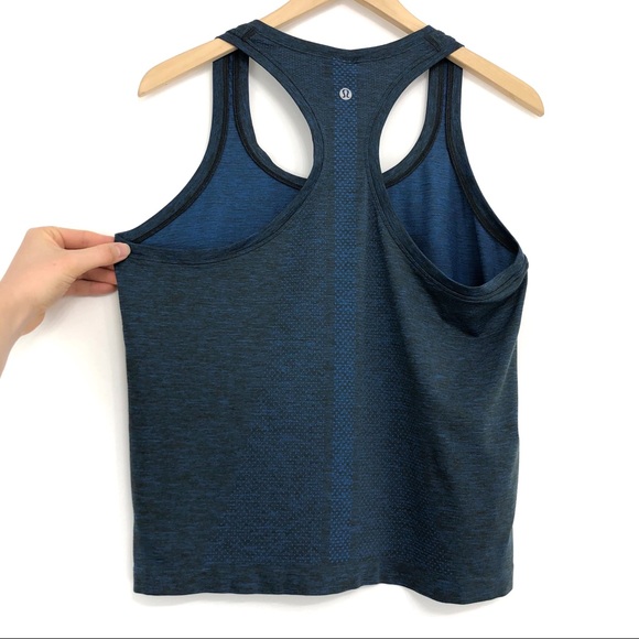 LULULEMON Crop Swiftly Tank Navy 10 - Picture 6 of 7